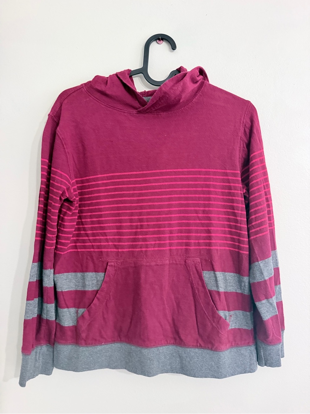 GAP Maroon and Pink Striped Crewneck Hoodie Sweater
